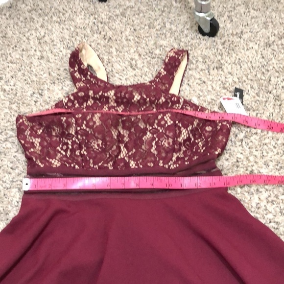 NWT Speechless Dress Size Big Girls Large Wine Red Nude Lace Mesh Cutout - Picture 9 of 10
